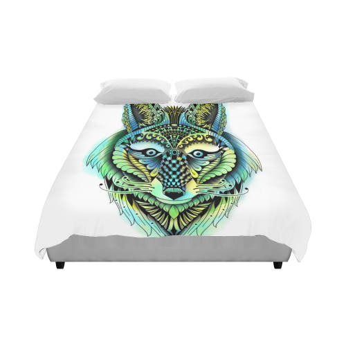 water color ornate foxy wolf head ornate drawing Duvet Cover 86"x70" ( All-over-print)