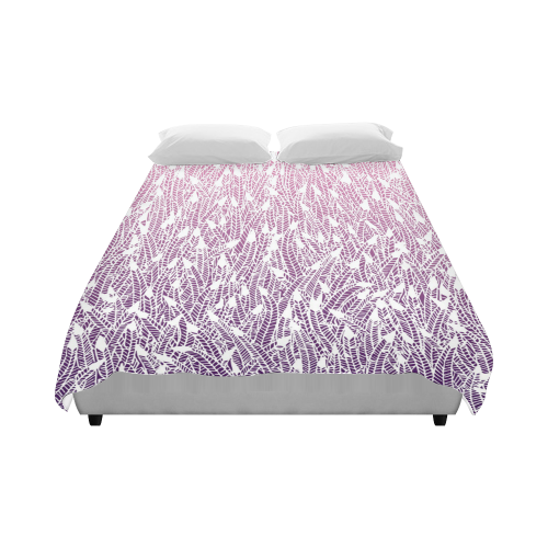 pink purple ombre feather pattern white Duvet Cover 86"x70" ( All-over-print)