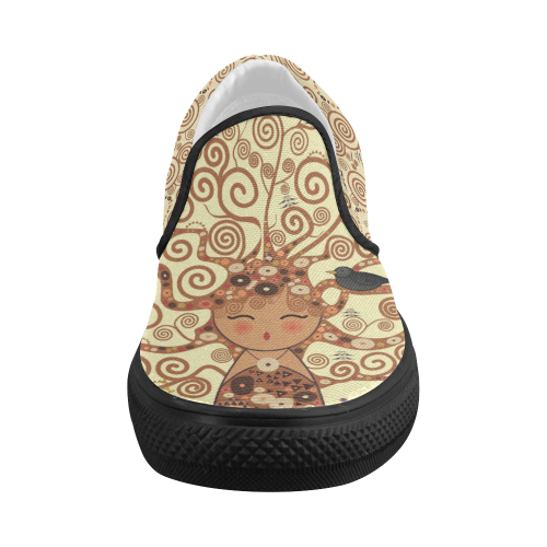 Kokeshi Tree of life Women's Slip-on Canvas Shoes (Model 019)