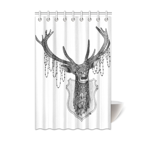 Ornate Deer head drawing - pattern art Shower Curtain 48"x72"