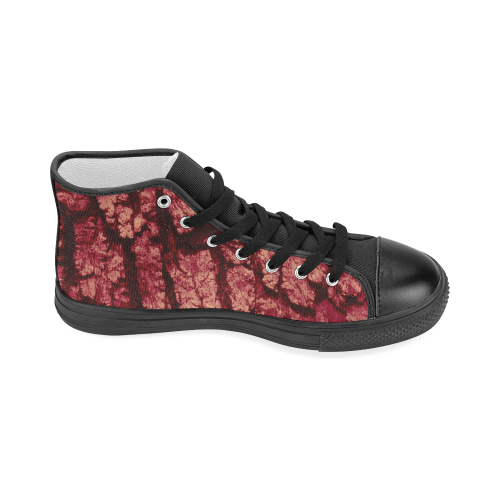 tree bark structure red Women's Classic High Top Canvas Shoes (Model 017)