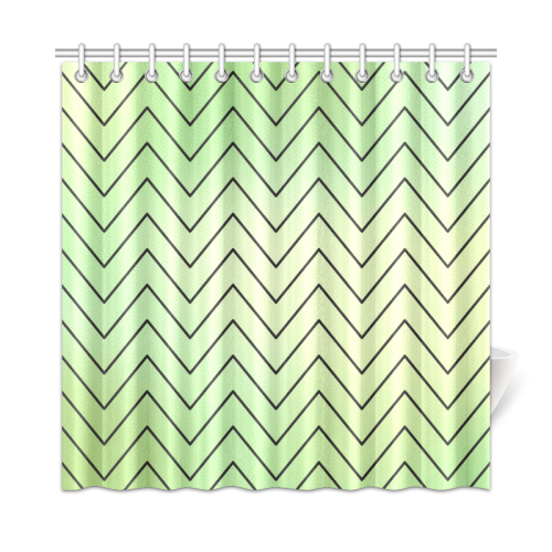 Mandy Green zigzag Chevron Shower Curtain 72"x72"