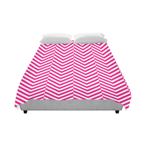 hot pink and white classic chevron pattern Duvet Cover 86"x70" ( All-over-print)