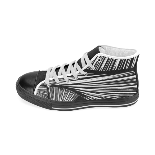 Black and white abstract Men’s Classic High Top Canvas Shoes (Model 017)