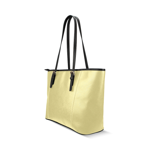 Custard Color Accent Leather Tote Bag/Small (Model 1640)