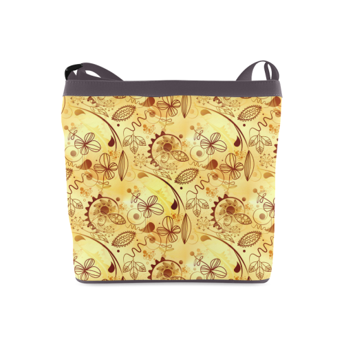 Gold Floral Doodle Crossbody Bags (Model 1613)