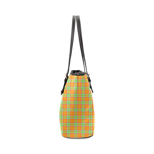 TARTAN-ORANGE Leather Tote Bag/Small (Model 1640)