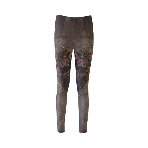 A decorated Steampunk Heart in brown Cassandra Women's Leggings (Model L01)