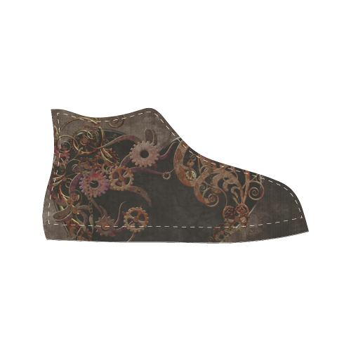 A decorated Steampunk Heart in brown Men’s Classic High Top Canvas Shoes (Model 017)