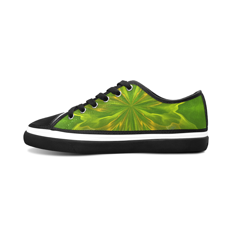 Green Women's Canvas Zipper Shoes (Model 001) ID D182502