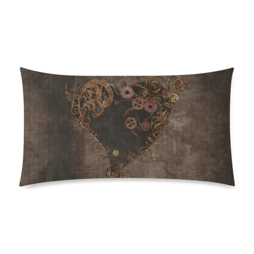 A decorated Steampunk Heart in brown Custom Rectangle Pillow Case 20"x36" (one side)
