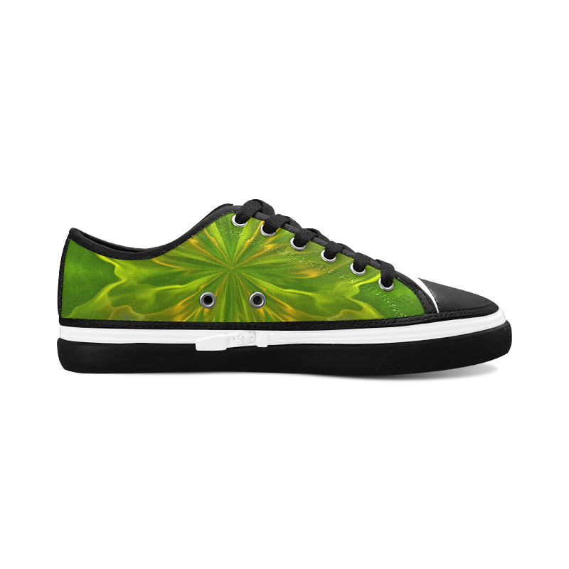 Green Women's Canvas Zipper Shoes (Model 001) ID D182502