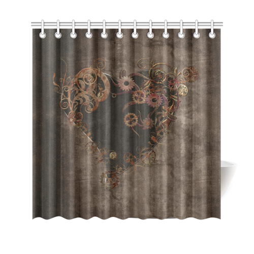 A decorated Steampunk Heart in brown Shower Curtain 69"x70"