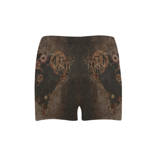 A decorated Steampunk Heart in brown Briseis Skinny Shorts (Model L04)