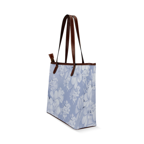 Delicate floral pattern,blue Shoulder Tote Bag (Model 1646)