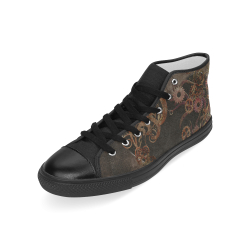 A decorated Steampunk Heart in brown Men’s Classic High Top Canvas Shoes (Model 017)