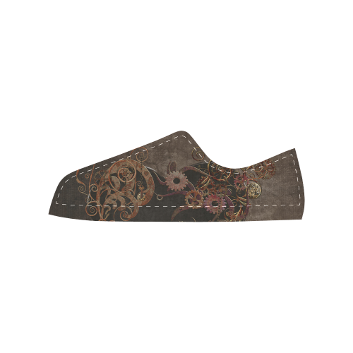 A decorated Steampunk Heart in brown Men's Classic Canvas Shoes (Model 018)