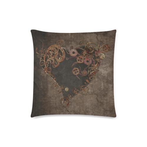 A decorated Steampunk Heart in brown Custom Zippered Pillow Case 18"x18" (one side)