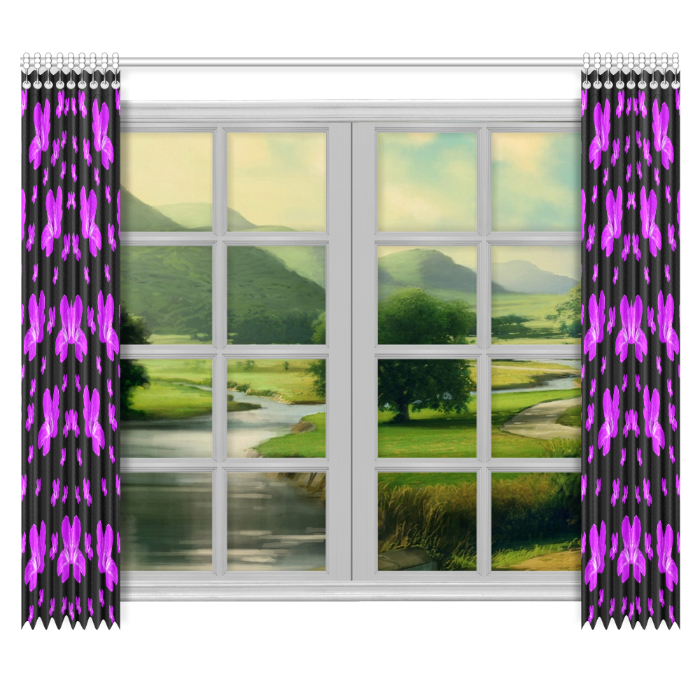 Pretty flowers in purple Window Curtain 50"x84"(Two Piece) ID D182717