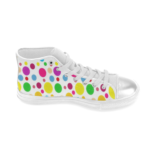 Colored Polka Dots Women's Classic High Top Canvas Shoes (Model 017)