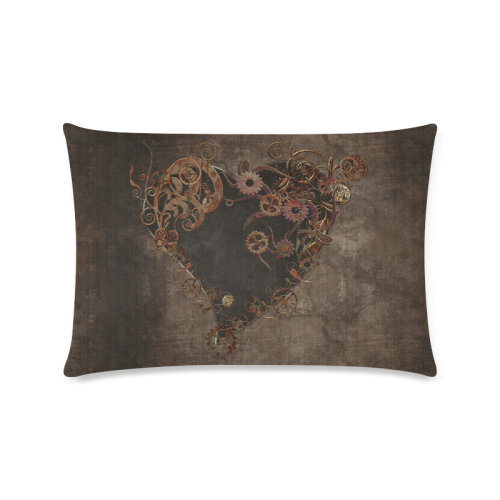 A decorated Steampunk Heart in brown Custom Rectangle Pillow Case 16"x24" (one side)