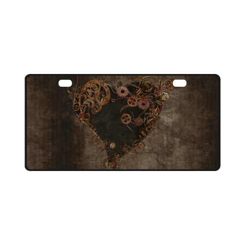 A decorated Steampunk Heart in brown License Plate