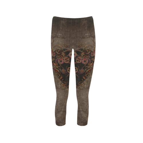 A decorated Steampunk Heart in brown Capri Legging (Model L02)