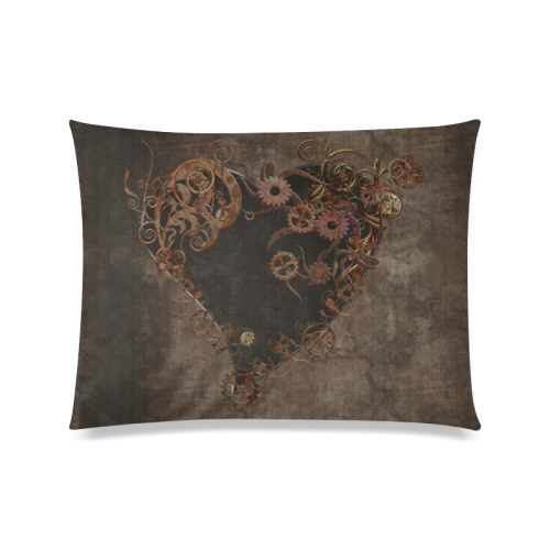 A decorated Steampunk Heart in brown Custom Zippered Pillow Case 20"x26"(Twin Sides)