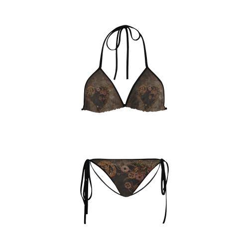 A decorated Steampunk Heart in brown Custom Bikini Swimsuit