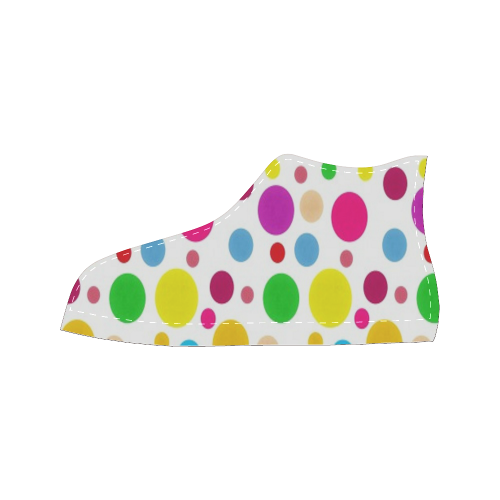 Colored Polka Dots Women's Classic High Top Canvas Shoes (Model 017)