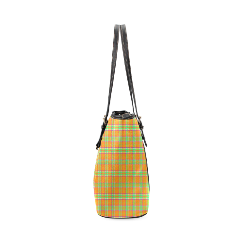 TARTAN-ORANGE Leather Tote Bag/Large (Model 1640)