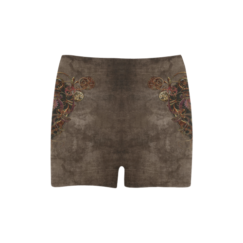 A decorated Steampunk Heart in brown Briseis Skinny Shorts (Model L04)