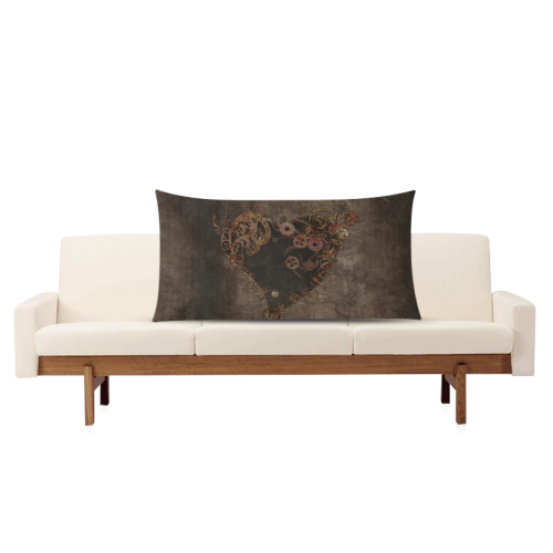 A decorated Steampunk Heart in brown Rectangle Pillow Case 20"x36"(Twin Sides)