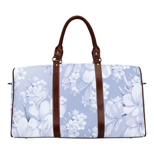 Delicate floral pattern,blue Waterproof Travel Bag/Small (Model 1639)