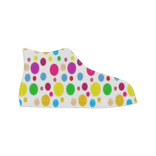 Colored Polka Dots Women's Classic High Top Canvas Shoes (Model 017)