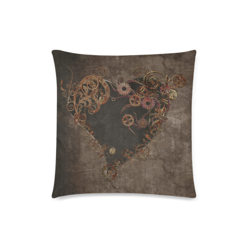 A decorated Steampunk Heart in brown Custom Zippered Pillow Case 18"x18"(Twin Sides)