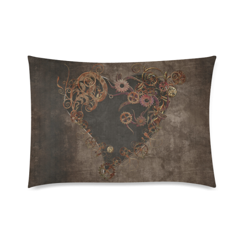 A decorated Steampunk Heart in brown Custom Zippered Pillow Case 20"x30"(Twin Sides)