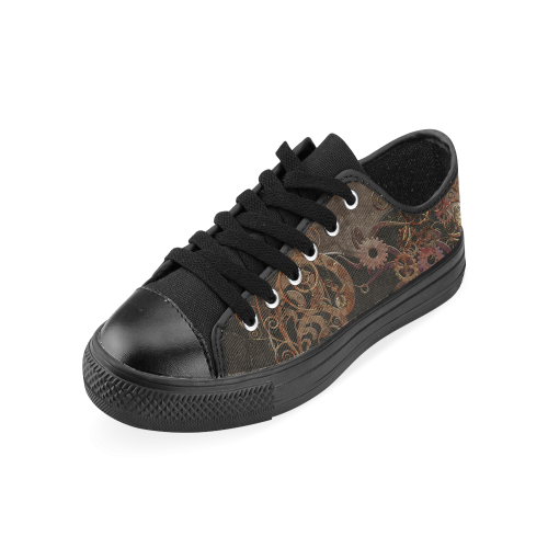 A decorated Steampunk Heart in brown Men's Classic Canvas Shoes (Model 018)