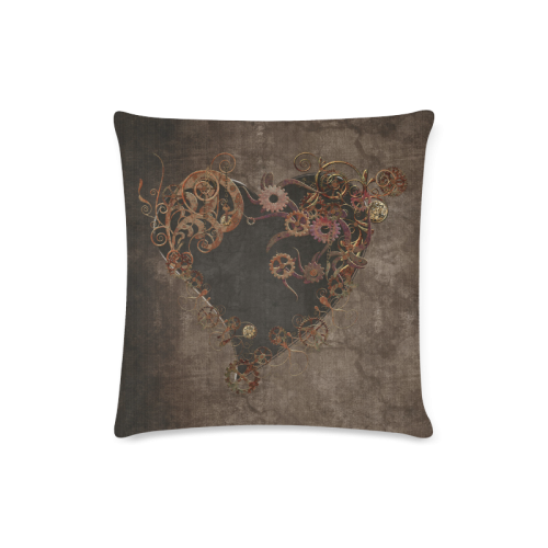 A decorated Steampunk Heart in brown Custom Zippered Pillow Case 16"x16" (one side)