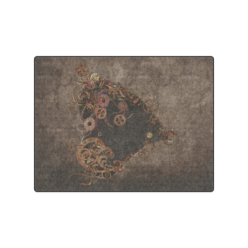 A decorated Steampunk Heart in brown Blanket 50"x60"