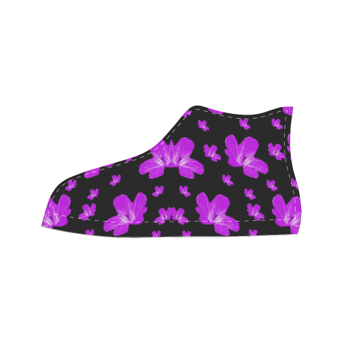 Pretty flowers in purple Women's Classic High Top Canvas Shoes (Model 017)