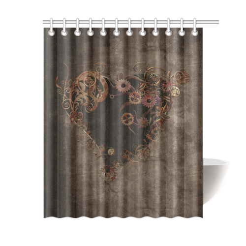 A decorated Steampunk Heart in brown Shower Curtain 60"x72"