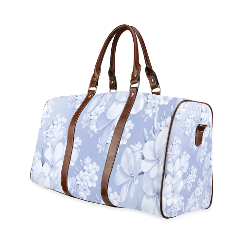 Delicate floral pattern,blue Waterproof Travel Bag/Small (Model 1639)