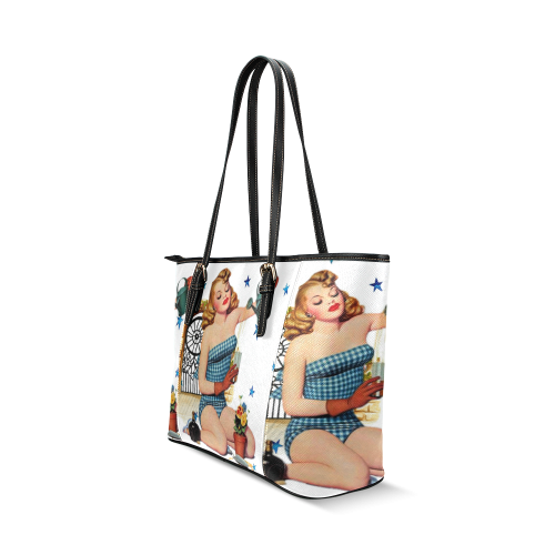 PIN UP Leather Tote Bag/Small (Model 1640)