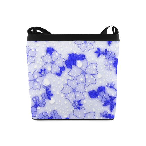 wet floral Pattern, blue Crossbody Bags (Model 1613)