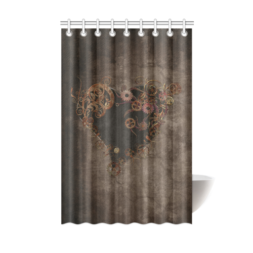A decorated Steampunk Heart in brown Shower Curtain 48"x72"