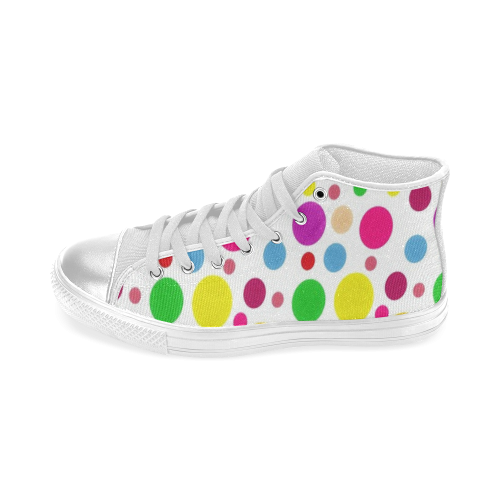 Colored Polka Dots Women's Classic High Top Canvas Shoes (Model 017)