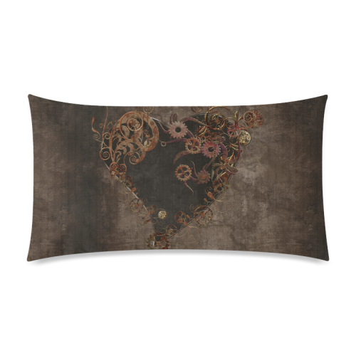 A decorated Steampunk Heart in brown Rectangle Pillow Case 20"x36"(Twin Sides)