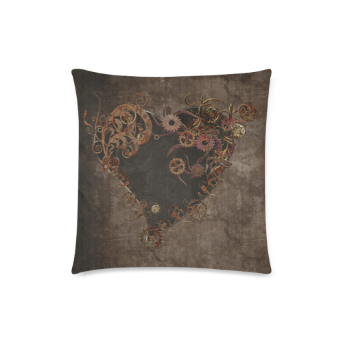 A decorated Steampunk Heart in brown Custom Zippered Pillow Case 18"x18"(Twin Sides)