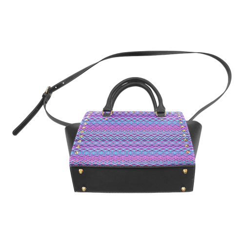 Purple Pattern Rivet Shoulder Handbag (Model 1645)